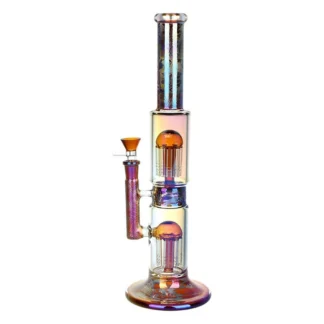 Pulsar Dub Chamber Electro Etched Water Pipe 13.75" 14mm - Amber