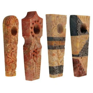 Carved Marbled Stone Hand Pipe 3" - Styles Vary