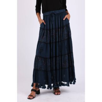 Bohemian Solid & Floral Maxi Skirt - Colors Vary One Size