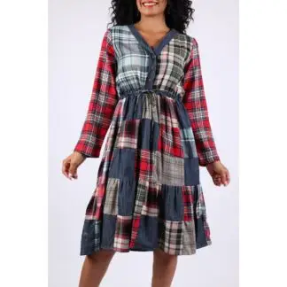 Sacred Threads Country Fair Plaid Patchwork Dress