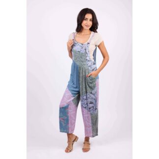 Sacred Threads Sage & Sky Patchwork Overall Jumpsuit