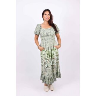 Sacred Threads Puff Sleeve Mint Patchwork Maxi Dress