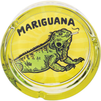 Fujima Glass Ashtray 6.25" - Yellow Mariguana