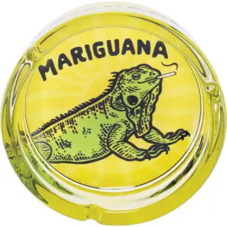 Fujima Glass Ashtray 6.25" - Yellow Mariguana