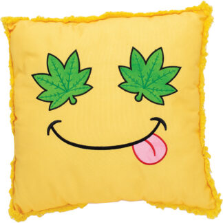 Wacky Pillowz Square Green Leaf Smiley Face 16"