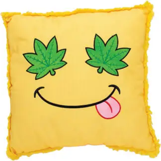 Wacky Pillowz Square Green Leaf Smiley Face 16"