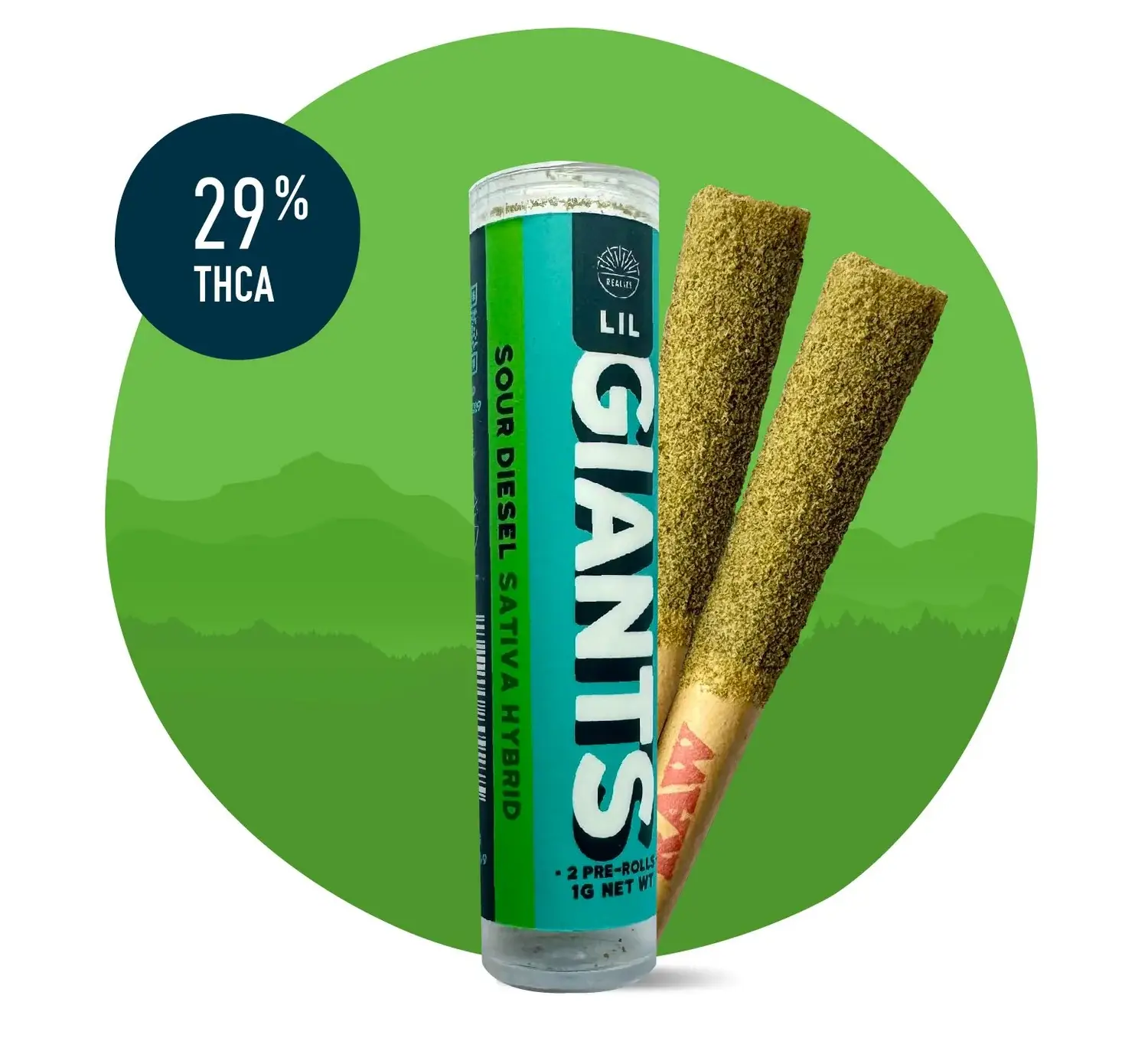 Realize Lil Giants THCA Pre Rolls .5g 2ct Sour Diesel (S)