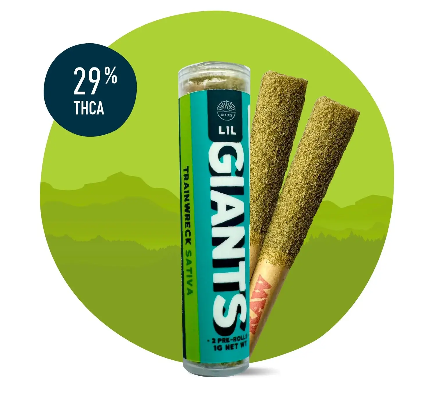 Realize Lil Giants THCA Pre Rolls .5g 2ct Trainwreck (S)