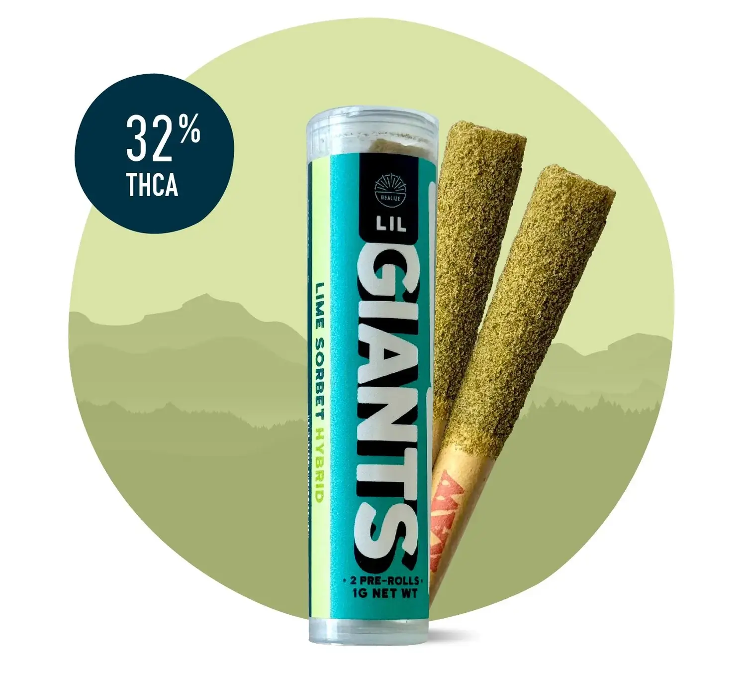 Realize Lil Giants THCA Pre Rolls .5g 2ct Lime Sorbet (H)