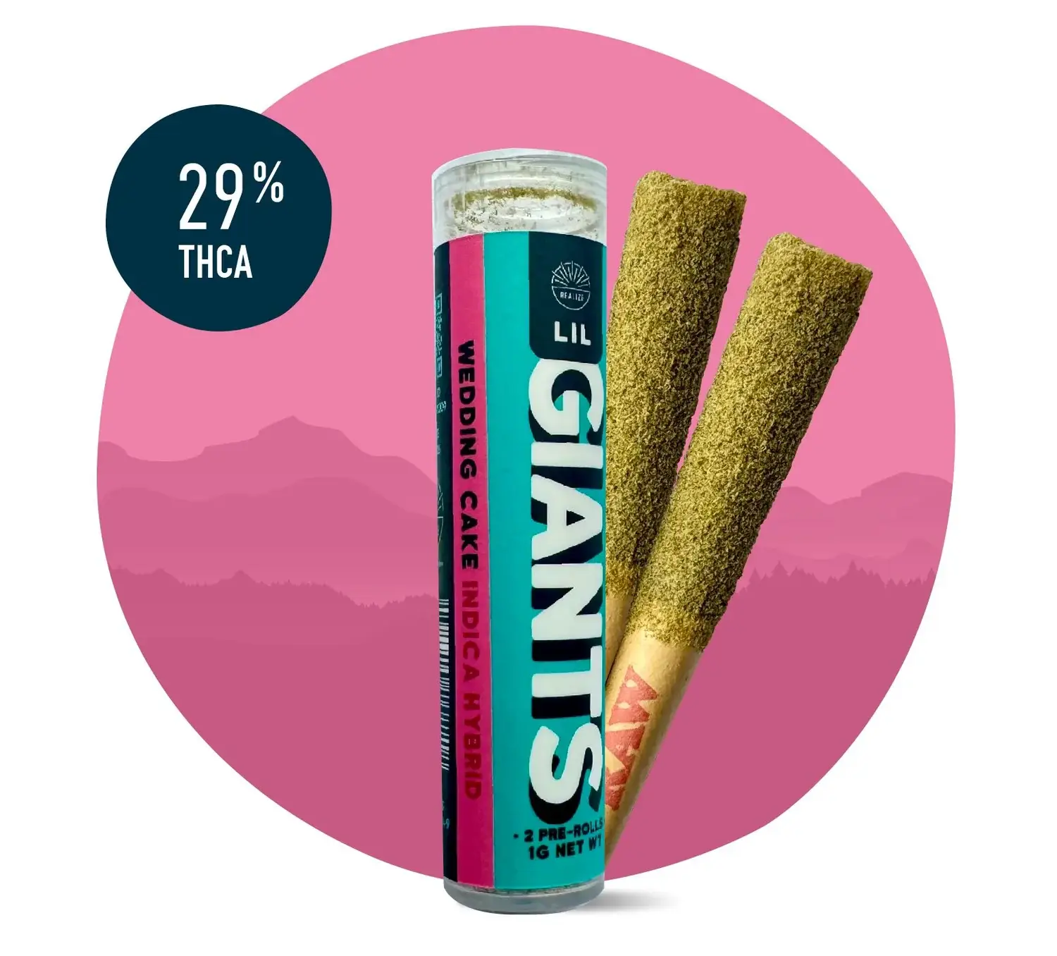 Realize Lil Giants THCA Pre Rolls .5g 2ct Wedding Cake (H)