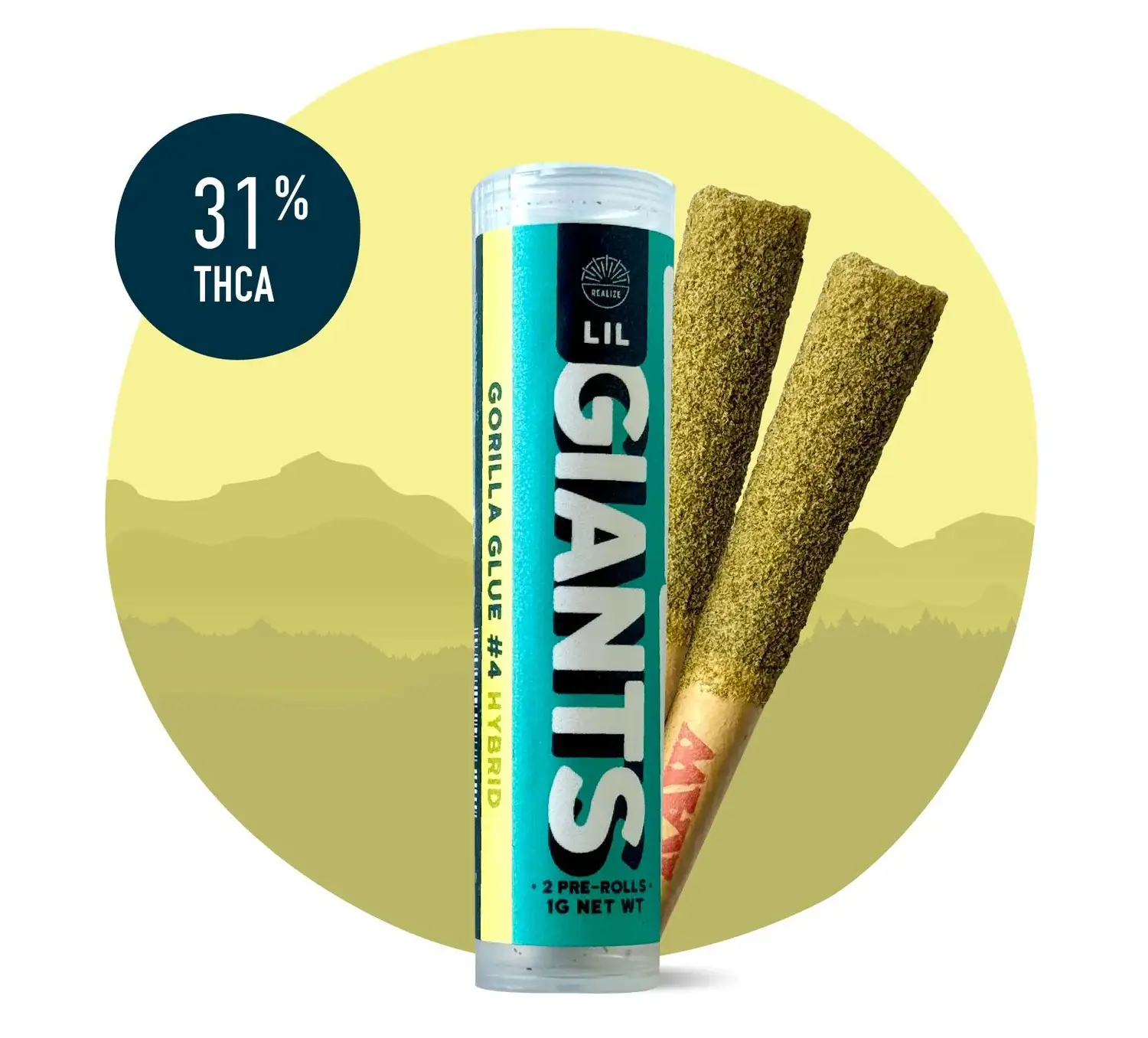 Realize Lil Giants THCA Pre Rolls .5g 2ct Gorilla Glue #4 (H)