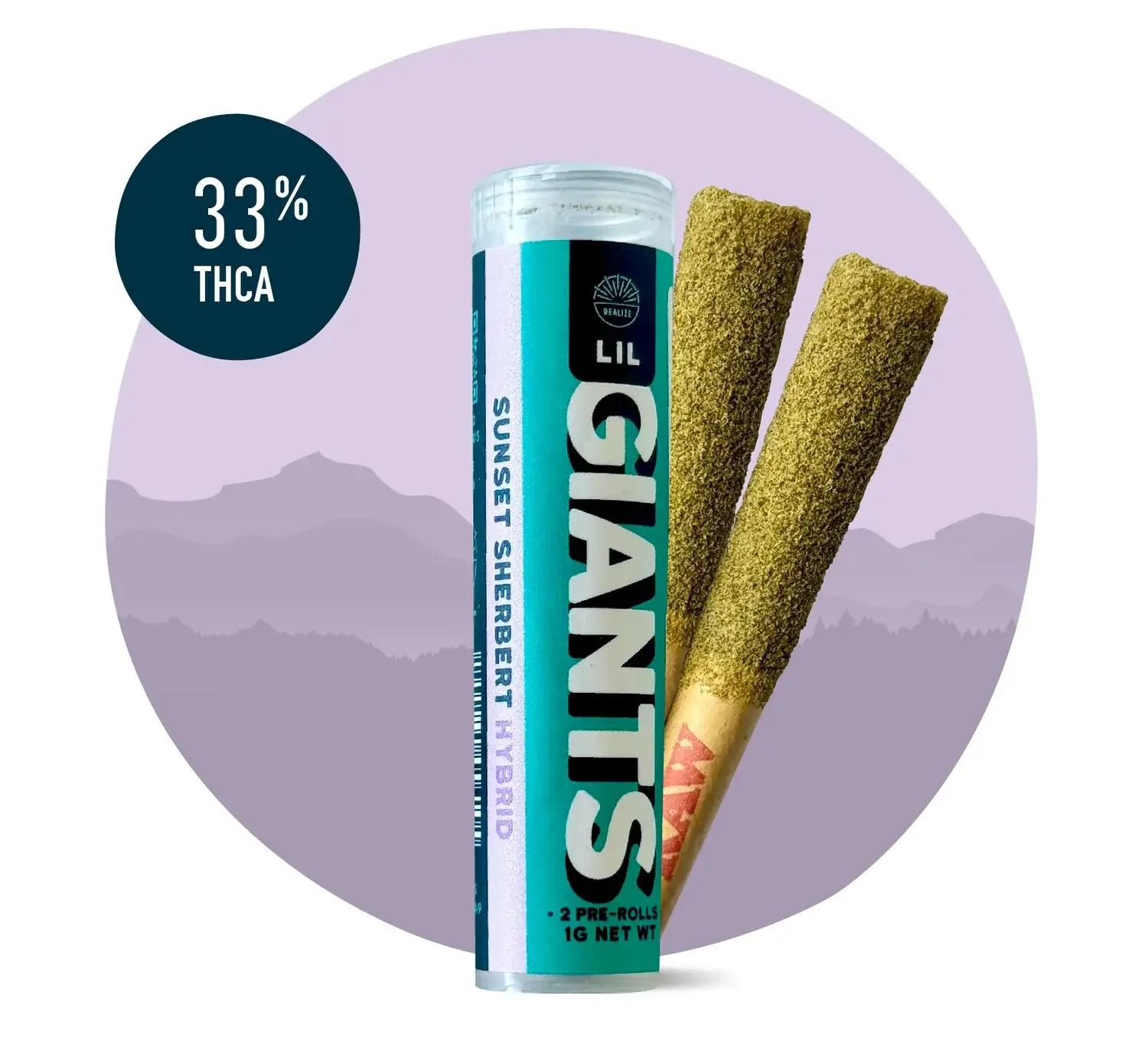 Realize Lil Giants THCA Pre Rolls .5g 2ct Sunset Sherbert (I)