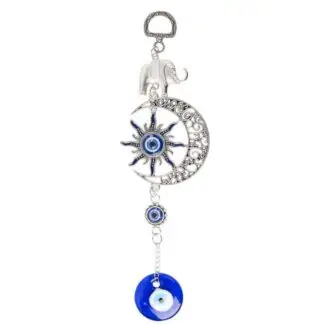 Evil Eye Sun Moon & Elephant Wall Hanging 7.5"