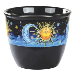 Sun & Moon Smudge Pot 4.25" x 3.5"