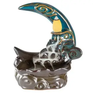 Ceramic Moon w/ Waterfall Backflow Incense Burner