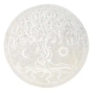 Selenite Tree of Life Charging Plate 5"