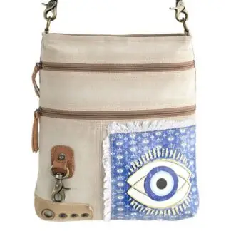 Clea Ray Distressed Evil Eye Crossbody 9.5" x 12"