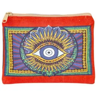 Evil Eye w/ Gold Canvas Cosmetic Bag 8.75" x 6.5"