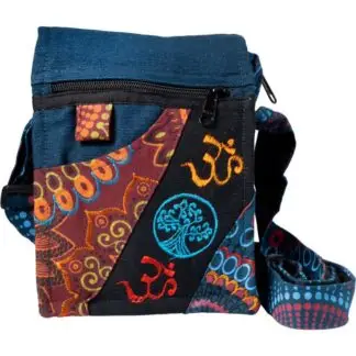 Paths of The Spirit Patchwork Denim Passport Bag 8.5" x 9" x 3" - Designs Vary