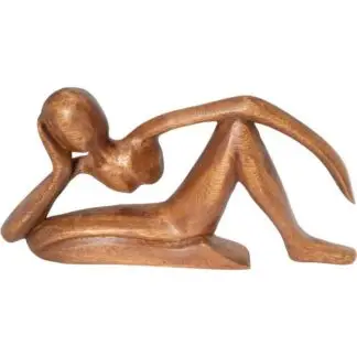 Carved Wood Reclining Yoga Pose Figure 12"