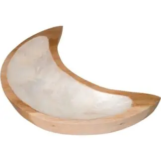 Crescent Moon Teak Bowl w/ White Shell Inlay 6"