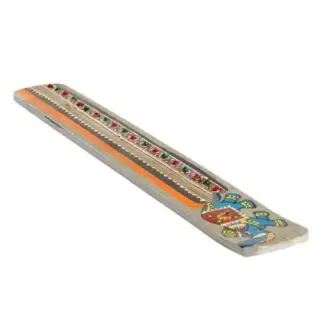 Handpainted Elephant Wood Incense Ashcatcher 10"