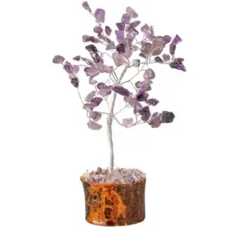 100 Stone Gem Tree w/ Wood Base Amethyst