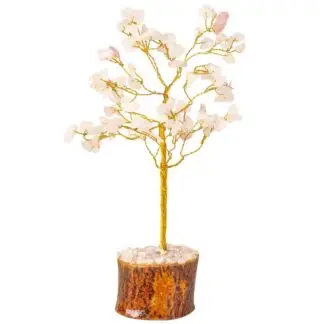 100 Stone Gem Tree w/ Wood Base Rose Quartz