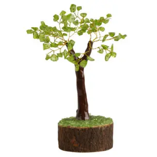 100 Stone Gem Tree w/ Wood Base Peridot