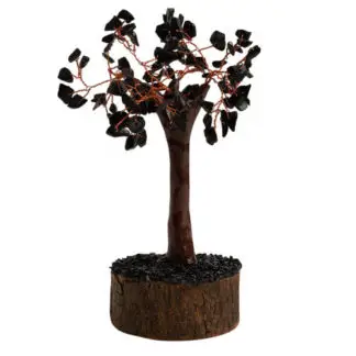 100 Stone Gem Tree w/ Wood Base Black Tourmaline