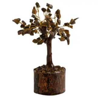 100 Stone Gem Tree w/ Wood Base Tigers Eye
